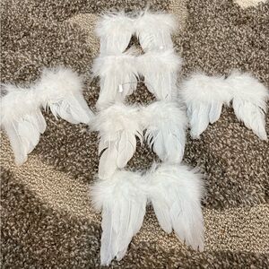 Pier 1 Vintage White Feather Angel Wings Ornaments. Bundle of 6.